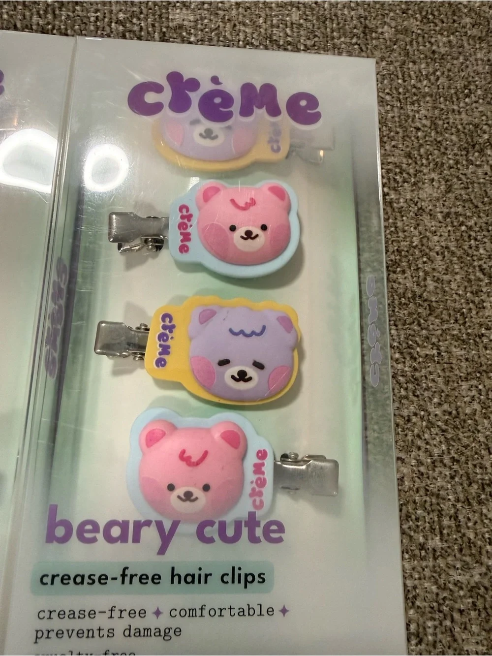 crème Beary Cute Pink & Purple Kids Hair Clips